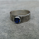 Sapphire Hammered Finish Rustic Band