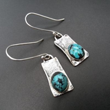 Molten Silver Turquoise Earrings